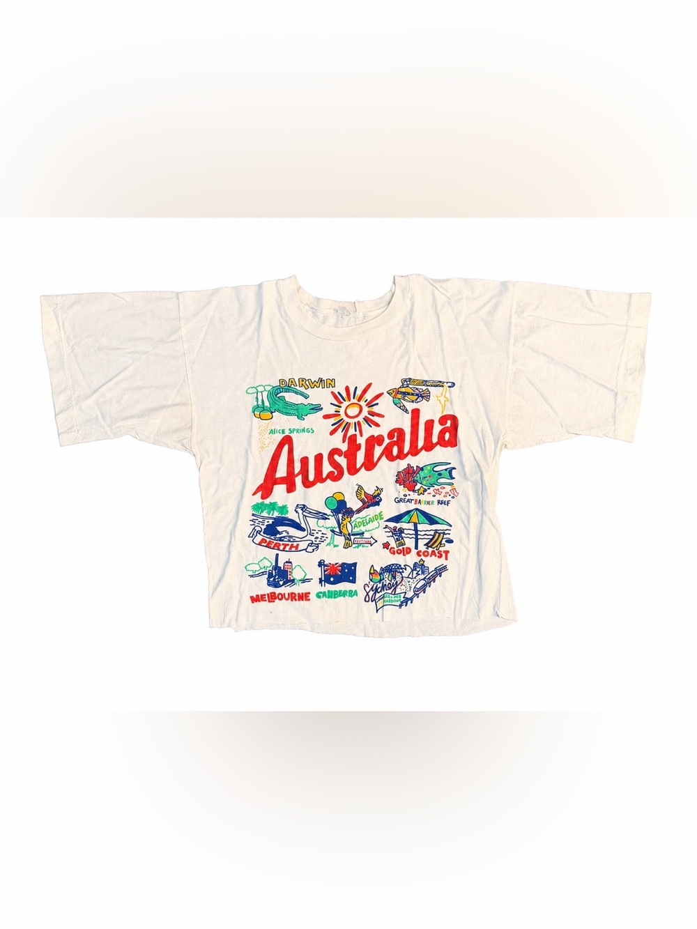 Vintage Australia Cropped Graphic T Shirt Women's Size S Tourist Travel Tee